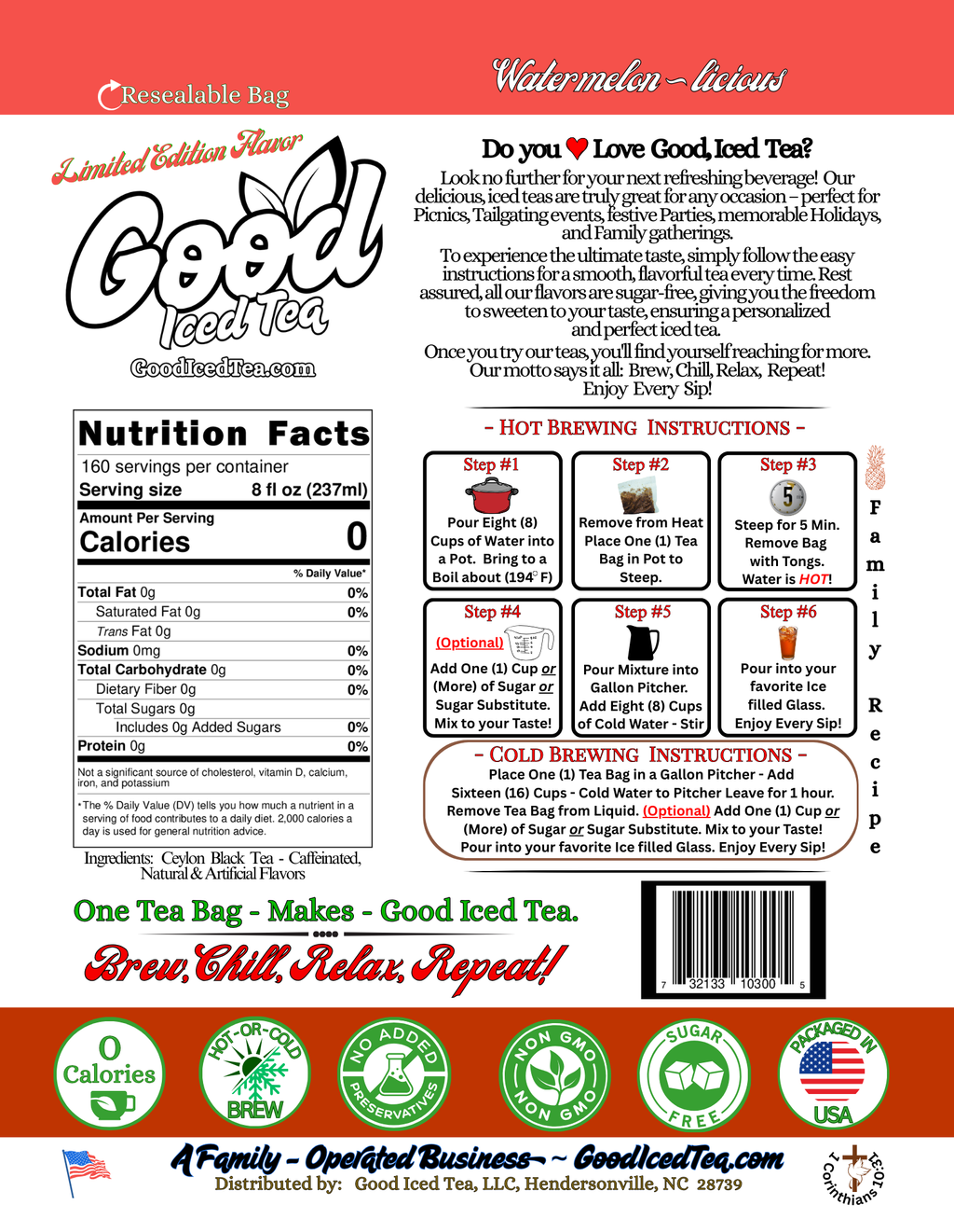 Good Iced Tea - Watermelon-Licious - Limited Edition Flavor