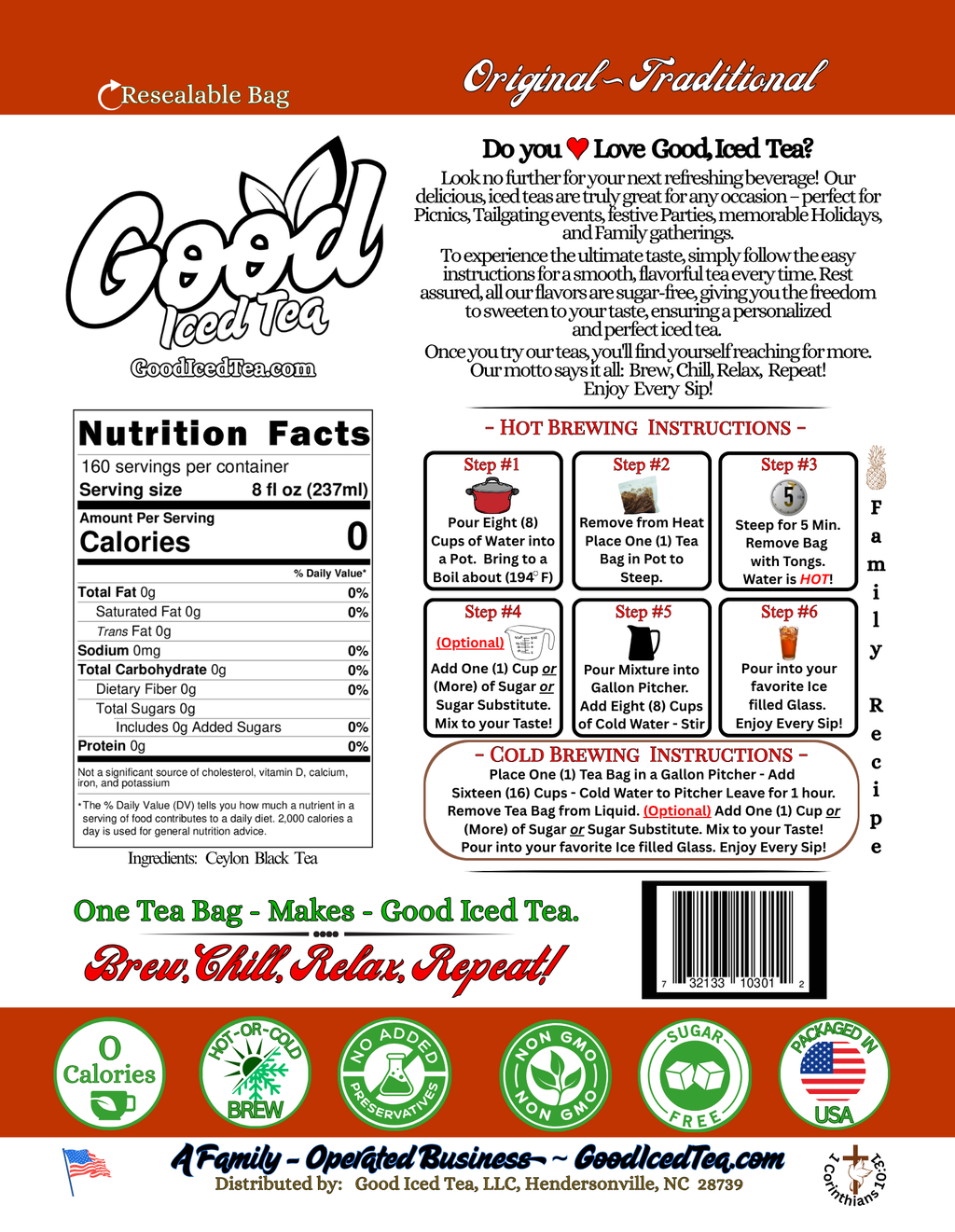 Good Iced Tea - Original ~ Traditional - Flavor