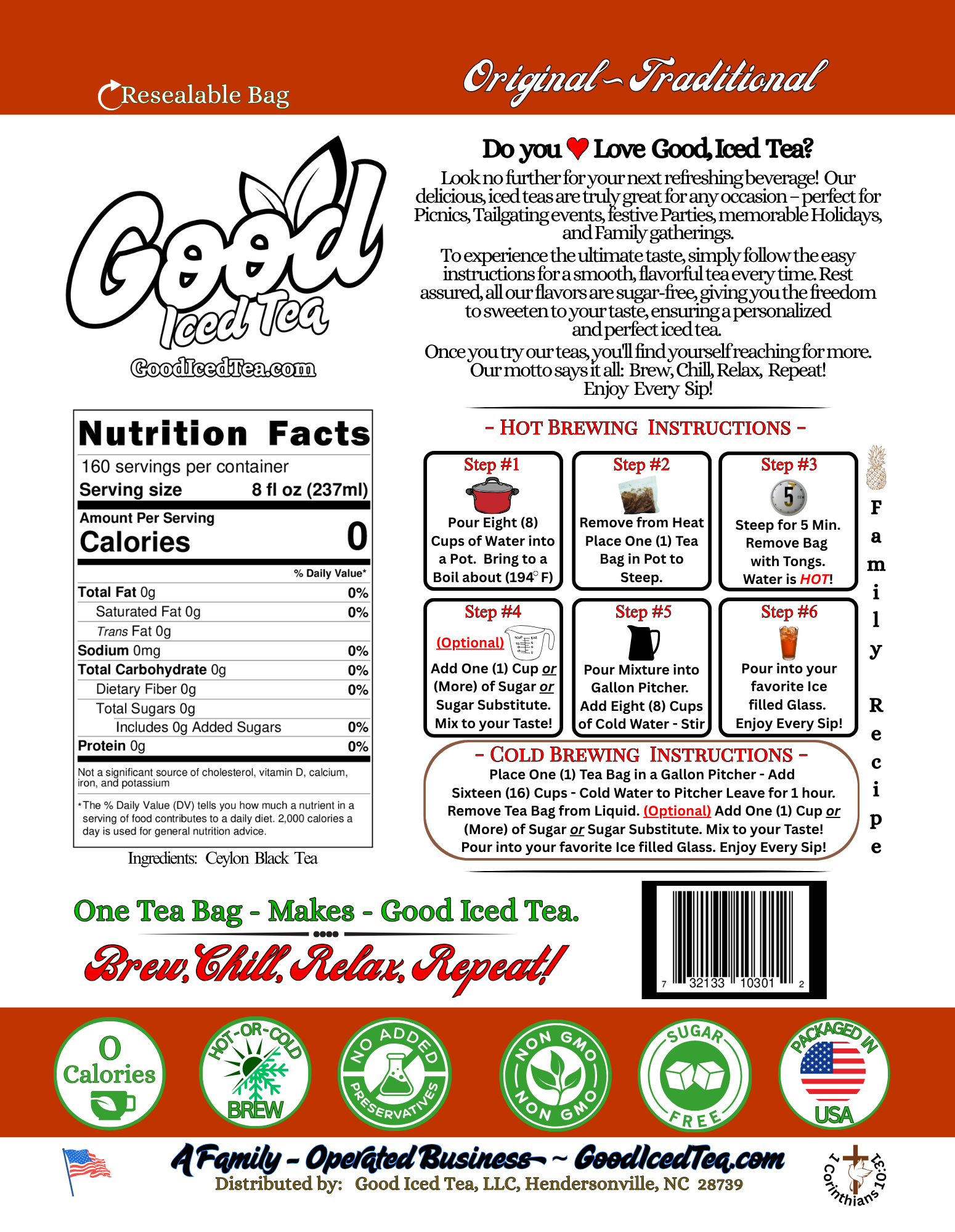 Good Iced Tea - Original ~ Traditional - Flavor